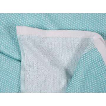 Reversible Terry Web Kitchen Towels | Set of 6 18 x 28 Inch Absorbent, Durable, Beautiful, and Luxuriously Soft Kitchen Towels | Perfect for Kitchen Spills, Cleaning, and Drying Your Hands - Aqua