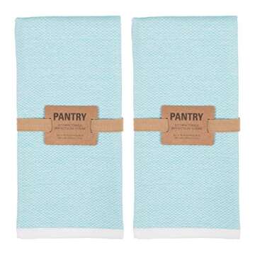Reversible Terry Web Kitchen Towels | Set of 6 18 x 28 Inch Absorbent, Durable, Beautiful, and Luxuriously Soft Kitchen Towels | Perfect for Kitchen Spills, Cleaning, and Drying Your Hands - Aqua