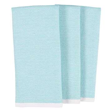 Reversible Terry Web Kitchen Towels | Set of 6 18 x 28 Inch Absorbent, Durable, Beautiful, and Luxuriously Soft Kitchen Towels | Perfect for Kitchen Spills, Cleaning, and Drying Your Hands - Aqua