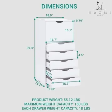 Naomi Home Carly 6-Drawer Mobile Storage Cabinet