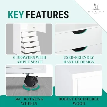 Naomi Home Carly 6-Drawer Mobile Storage Cabinet