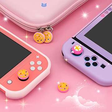 BelugaDesign Moon Sakura Thumb Grips | Anime Magical Girl Cardcaptor Cute Kawaii Pink Pastel Button Joystick Cap | Compatible with Nintendo Switch OLED Lite Joycon Console