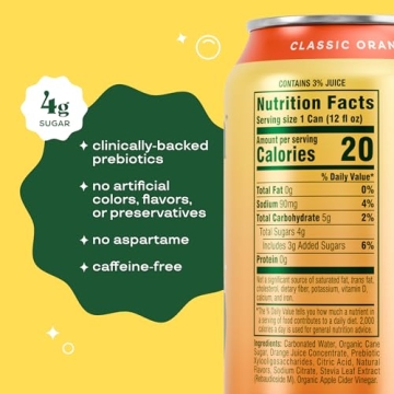 Bloom Pop Prebiotic Soda 12 Pack, Classic Orange Flavor, 12oz Cans | Prebiotic Soda for Gut Health, ...