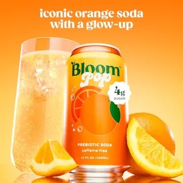 Bloom Pop Prebiotic Soda 12 Pack Classic Orange Flavor