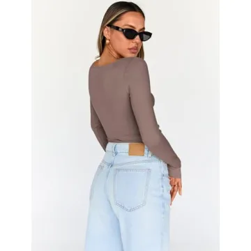 Trendy Queen V Neck Long Sleeve Y2K Tops for Women