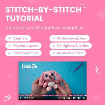 Cookie Box Crochet Kit for Beginners - Learn to Craft Amigurumi Stuffed Animals - Knitting Gift for Kids (13+) and Adults - Beginner-Friendly Yarn - Stitch-by-Stitch Video Tutorial - Bunny Lola