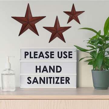 JoyEvy 6" 9" 12"（3pieces Red Black Barn Star Texas Stars Art-Metal Stars for Outside Rustic Vintage Western Wall Decor Country Home Farmhouse Wall Decorations