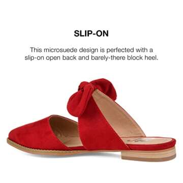 Journee Womens Telulah Slip On Pointed Toe Mules Flats Red