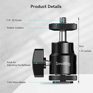 SMALLRIG LCD Monitor Shoe Adapter 1/4" Camera Hot Shoe Mount w/Additional 1/4" Screw for Cameras, for Canon/for Nikon/for Olympus/for Pentax/for Panasonic/for Fujifilm/for Kodak - 761