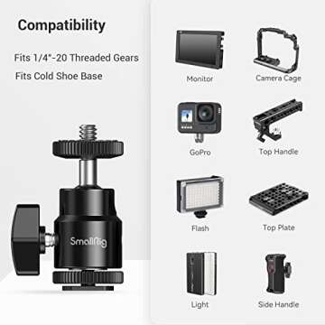SMALLRIG LCD Monitor Shoe Adapter 1/4" Camera Hot Shoe Mount w/Additional 1/4" Screw for Cameras, for Canon/for Nikon/for Olympus/for Pentax/for Panasonic/for Fujifilm/for Kodak - 761