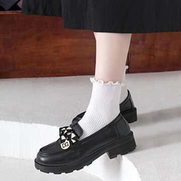 Mcool Mary Women's Ruffle Socks,Casual Cute Ankle Socks Warm Cotton Knit Lettuce Low Cut Frilly Crew Socks for Women 6 Pack