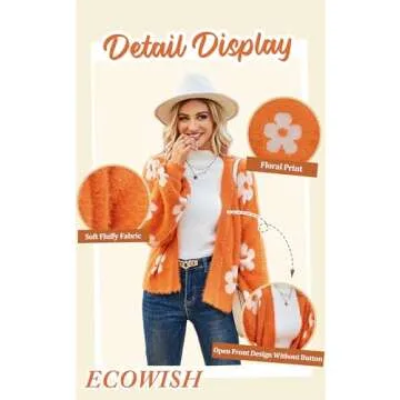 Stylish ECOWISH Women's Floral Open Front Cardigan