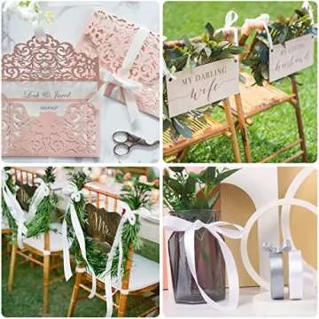 White Ribbon 3/8 Inches x 25 Yards, Satin Fabric Silk Ribbon for Gift Wrapping, Bows Making, Floral Bouquets, Wreaths, DIY Handicrafts, Sewing Projects, Baby Shower and Wedding Party