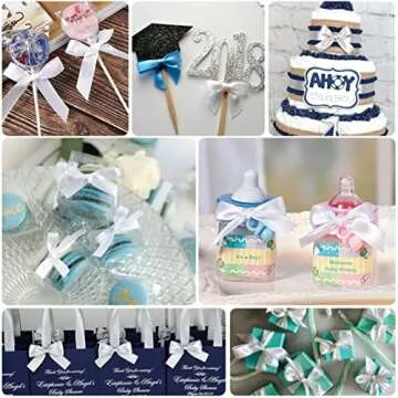 White Ribbon 3/8 Inches x 25 Yards, Satin Fabric Silk Ribbon for Gift Wrapping, Bows Making, Floral Bouquets, Wreaths, DIY Handicrafts, Sewing Projects, Baby Shower and Wedding Party