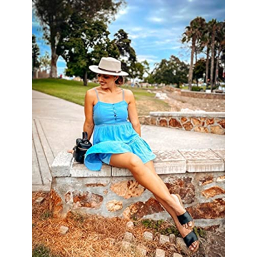 Lanzom Vintage Wide Brim Wool Fedora Hat for Women