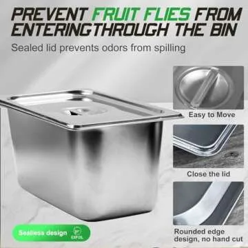 EXFOIL Compost Bin Kitchen with lid, As Indoor Compost Bin with Stainless Steel Insert, Countertop Compost Bin- 1.6 Gal Smell Proof,Indoor Large Compost Bin Kitchen…