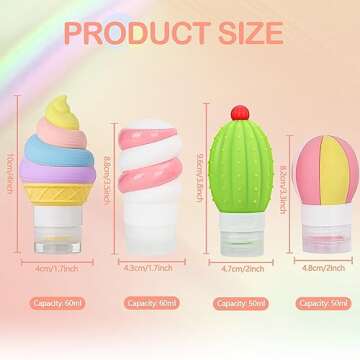 WXOIEOD 4 Pieces Leakproof Silicone Squeeze Bottle, Salad Dressing Container Ice Cream Cactus Popsic...