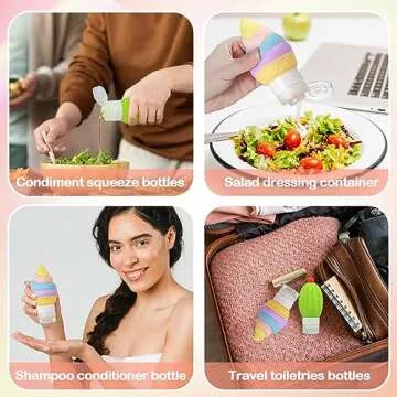 Travel Size Leakproof Silicone Squeeze Condiment Bottles