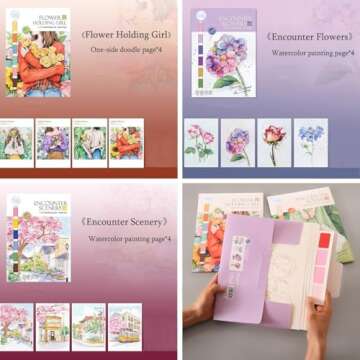 Drive Travel DIY Watercolor Kit 3 Themes12 Watercolor Paintings for Relaxation Watercolor Painting S...