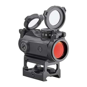 Sig Sauer Romeo-MSR 1x20mm 2 MOA Red Dot Sight | Durable Waterproof Lightweight Ultra-Compact Gun Sight with Flip-Back Lens Covers, Black