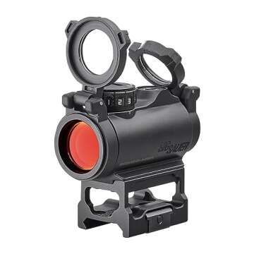 Sig Sauer Romeo-MSR 1x20mm 2 MOA Red Dot Sight | Durable Waterproof Lightweight Ultra-Compact Gun Sight with Flip-Back Lens Covers, Black