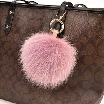 Luxurious Fox Fur Pom Pom Keychain for Stylish Accessories