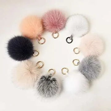 Luxurious Fox Fur Pom Pom Keychain for Stylish Accessories