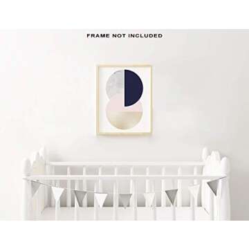 Abstract Geometric Wall Art - 11x14" UNFRAMED Print - Intersecting Circles With Marble Agate, Navy, Pink and Gold Details - Scandinavian, Nordic, Boho, Zen Wall Decor