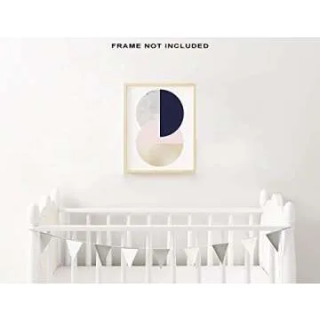 Abstract Geometric Wall Art - 11x14" UNFRAMED Print - Intersecting Circles With Marble Agate, Navy, Pink and Gold Details - Scandinavian, Nordic, Boho, Zen Wall Decor