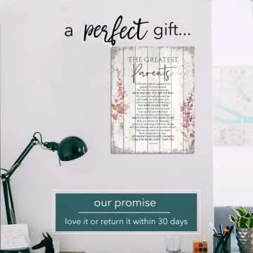 DEXSA Greatest Parents Wood Plaque - Made in the USA - 11.75 in x 15 in - Classy Vertical Frame Wall Hanging Decoration | Mom & Dad, you are the Best | Christian Family Religious Home Decor Saying
