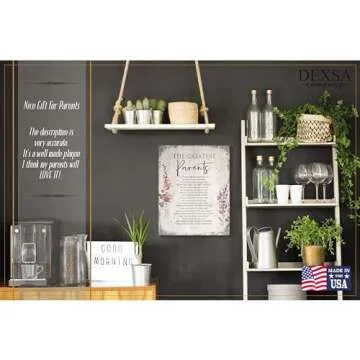 DEXSA Greatest Parents Wood Plaque - Made in the USA - 11.75 in x 15 in - Classy Vertical Frame Wall Hanging Decoration | Mom & Dad, you are the Best | Christian Family Religious Home Decor Saying