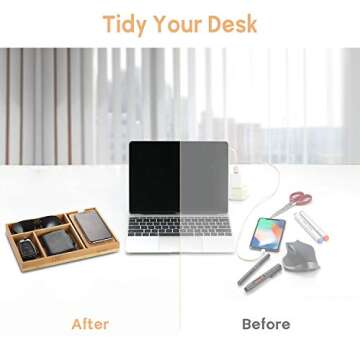 Veelink Fast Wireless Charger with Organizer Tray Qi Bamboo Charging Station Table Nightstand Organizer for iPhone SE 2020/11/Xs MAX/XR/XS/X/8/8, Samsung S20/S10/S9/S8/Note 20