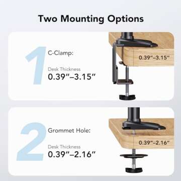 HUANUO Dual Monitor and Laptop Mount for Max 32” Monitor and 17” Laptop, Adjustable Spring Arm with Tilt, Swivel and Rotation, Dual Monitor and Notebook Stand with VESA Bracket 75/100 mm