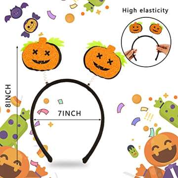 Whaline Halloween Headbands Pumpkin Spider Web Ghost Bat Witch Hat Head Bopper Cute Cartoon Holiday ...