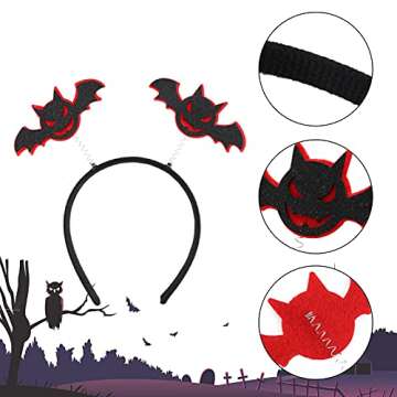 Whaline Halloween Headbands Pumpkin Spider Web Ghost Bat Witch Hat Head Bopper Cute Cartoon Holiday Hair Hoop Hair Accessories for Halloween Costume Cosplay Party Favors Photo Booth, 6 Pack