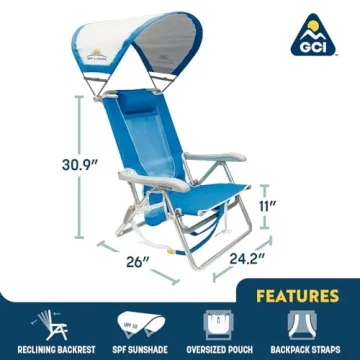 GCI Outdoor SunShade Backpack Beach Chair for Every Outdoor Adventure