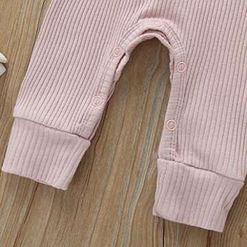 Kuriozud Newborn Infant Unisex Baby Boy Girl Button Solid Romper Bodysuit One Piece Jumpsuit Outfits Clothes (Long Sleeve one Piece Pink, 0-3 Months)