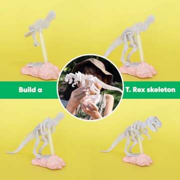 KiwiCo Dinosaur Fossil Dig Kit for Kids Age 6+ | Excavate & Build Dinosaur Skeleton, Make Fossil Impressions | STEM Paleontology Science Kit with Dinosaur Facts Poster