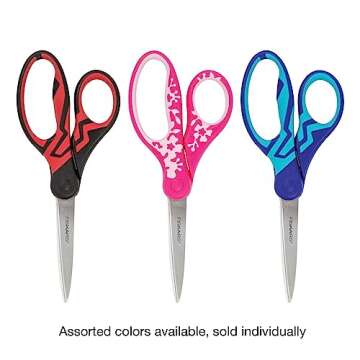 Fiskars 7" SoftGrip Student Scissors for Kids Ages 12-14, Scissors for School or Crafting, Back to S...