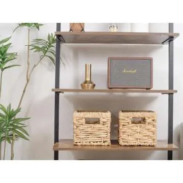 StorageWorks Wicker Baskets, Hand-Woven Storage Basket with 2 Handles, Wicker Baskets for Shelves, Natural Water Hyacinth