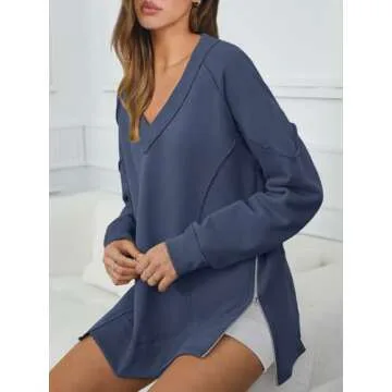 Stylish Caracilia V Neck Sweatshirt for Women 2024