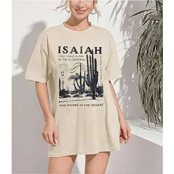 Christian Tshirt Women Oversized Faith Tshirt Christian Religious T-Shirt Inspirational Short Sleeve Tops Apricot