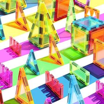 Magnetic Tiles Kids Games Toys, STEM Magnet Toys for Toddlers, Magnetic Blocks Building Toys for Kids Age 3-5 4-8, Preschool Learning Montessori Sensory Toys for 3+ Year Old Boys Girls Birthday Gifts