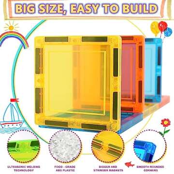 Magnetic Tiles Kids Games Toys, STEM Magnet Toys for Toddlers, Magnetic Blocks Building Toys for Kids Age 3-5 4-8, Preschool Learning Montessori Sensory Toys for 3+ Year Old Boys Girls Birthday Gifts