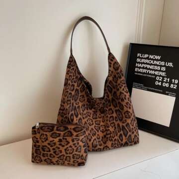 YFGBCX Leopard Tote Bag for Women Cheetah Purse Brown Vintage Hobo Bag Large Capacity Work Tote Bag