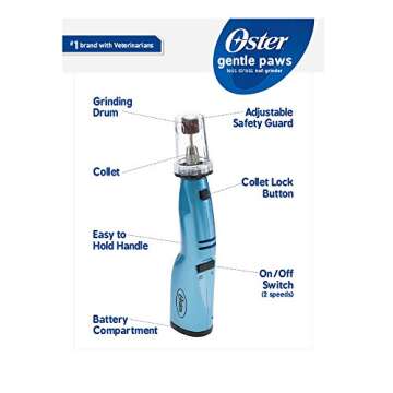Oster Gentle Paws Less Stress Dog and Cat Nail Grinder, 2 Speed (078129-600-000)