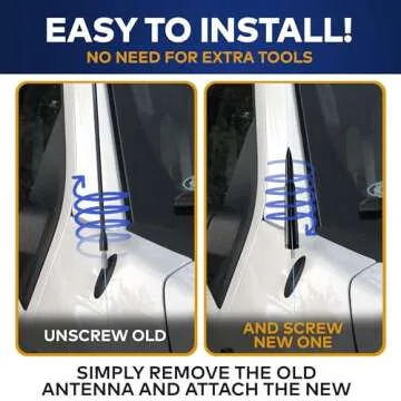 𝐁𝐮𝐥𝐥𝐞𝐭 Antenna for Ford F-150 XL XLT 2009-2024 - Highly Durable Premium Truck Antenna 5.45 Inch - Car Wash-Proof Radio Antenna for FM AM - Black, 50 Caliber Design - Ford F150 Accessories