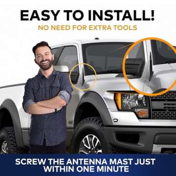 𝐁𝐮𝐥𝐥𝐞𝐭 Antenna for Ford F-150 XL XLT 2009-2024 - Highly Durable Premium Truck Antenna 5.45 Inch - Car Wash-Proof Radio Antenna for FM AM - Black, 50 Caliber Design - Ford F150 Accessories