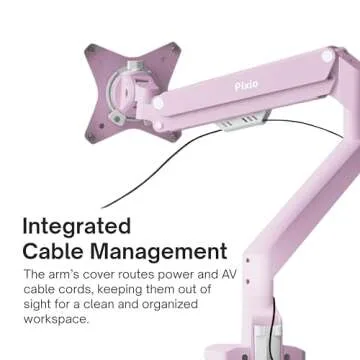 Pixio PS1S Wave Pink Single Monitor Arm Stand Desk Mount - Fits up to 32 inches Monitors and up to 19.8lbs. VESA Compatibility and Integrated Cable Management