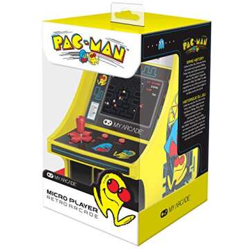 My Arcade DGUNL-3220 Micro Player Mini Arcade Machine Pac-Man Video Game, Fully Playable,6.75 Inch Collectible,Color Display, Speaker,Volume Buttons, Headphone Jack,Battery or Micro USB Powered, Black